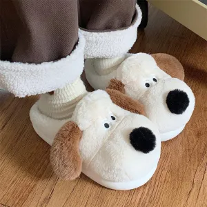 Dog Plush Toe Cap Cotton Slippers Female