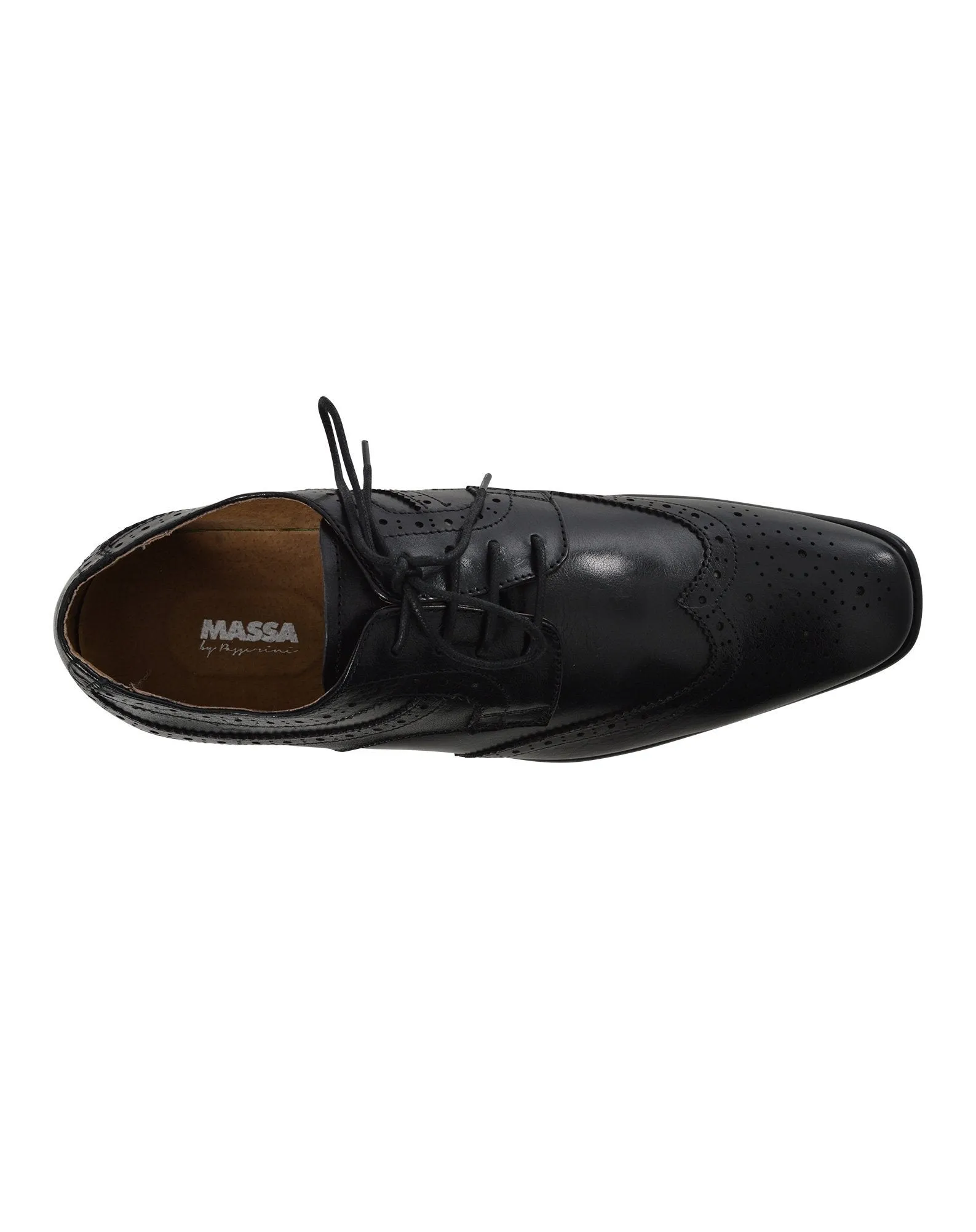 Massa Rimini Black Leather Brogue Lace up Shoes